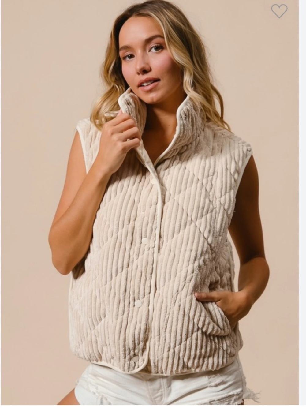 NEW BIBI corduroy vest in oatmeal large